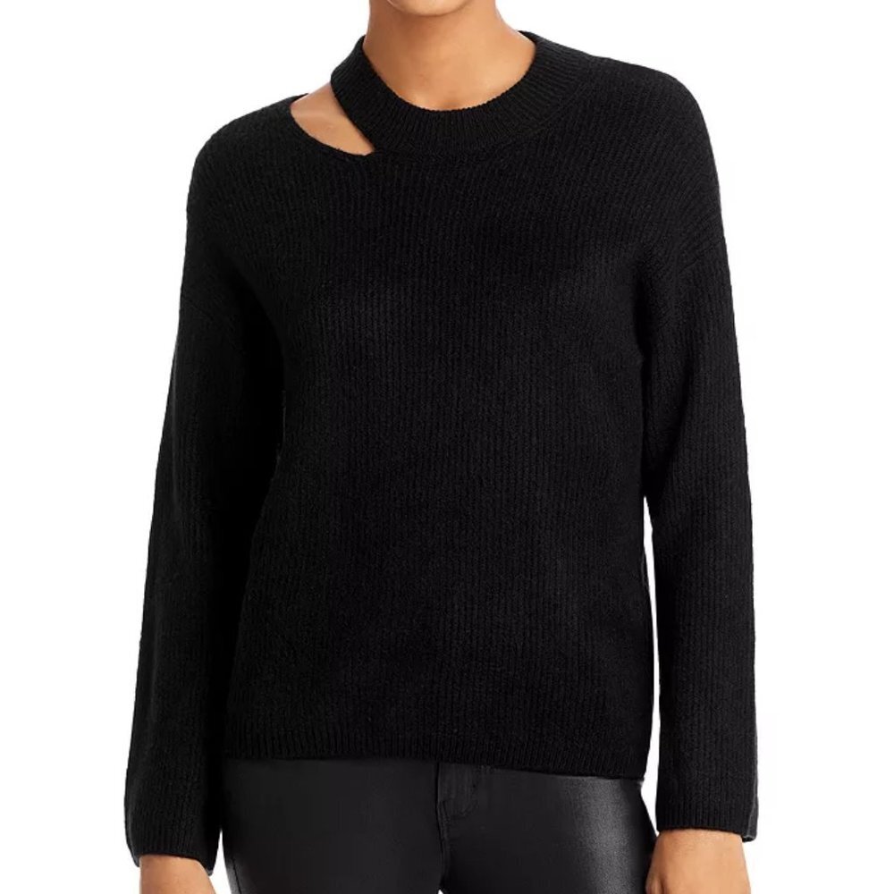 NWT RAILS Alexi Black Shoulder Cutout Sweater Crewneck Long sleeve M MSRP $228